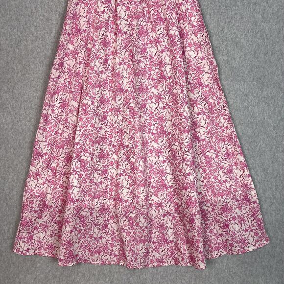 O.P.T Pink Floral Square Neck Short Puff Sleeve Midi Dress Size Small - Picture 8 of 11